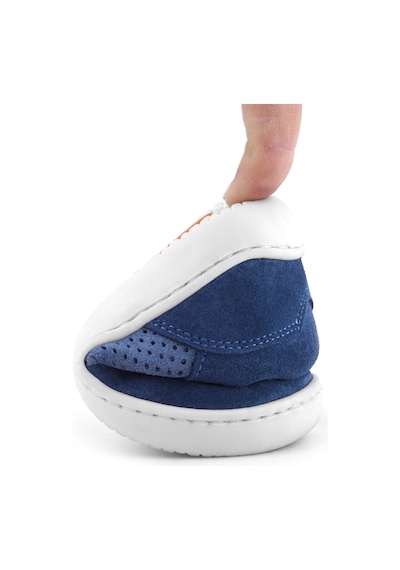 Rakerplus Bob Hakiki Deri Mavi Barefoot Cırtlı Lastikli Bebek Sneaker Ayakkabı