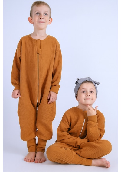 For My Baby 1 Tog Çocuk Uyku Tulumu Unisex Uzun Kollu Uyku Tulumu Turuncu