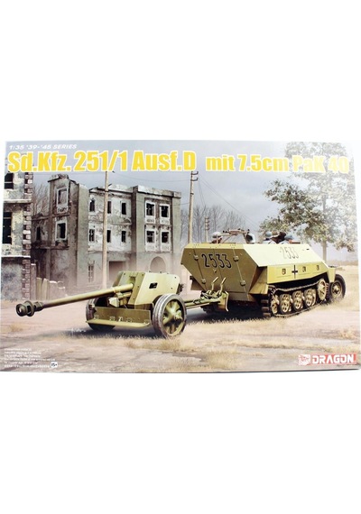 Dragon 6664 1/35 Ölçek, Sd.kfz.251/1 Ausf.d Personel Taşıyıcı Ve 7.5cm Pak 40 Çekili Topu 2 İn 1 Plastik Model Kiti-36568