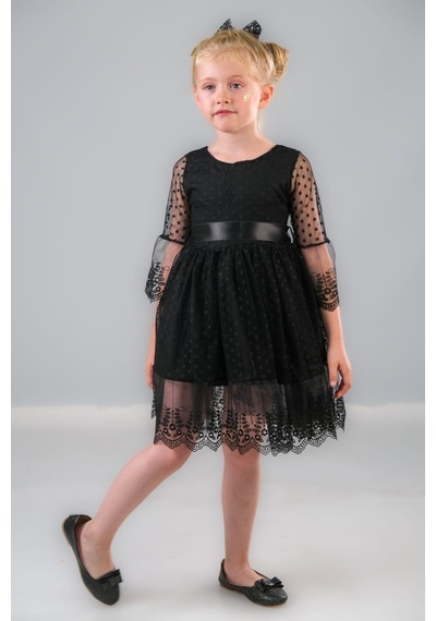 Mnk Baby & Kids Dream Luxury Dantel Kız Çocuk Elbise Mnk0327 Siyah