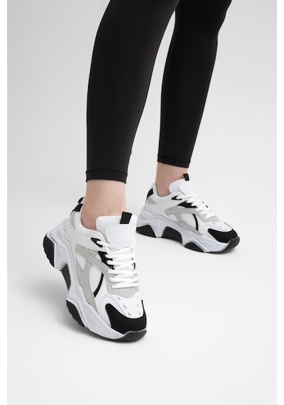 Tonny Black Rahat Kalıp Poli Taban Bağcıklı Sneaker Kadın Beyaz Siyah Sneaker Tbcrn1903