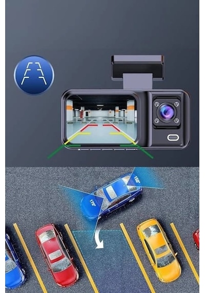 Araç Kamerası - 3 Kameralı Wifi Ön , İç Ve Arka Full Hd Dvr Araç İçi Ekranlı Kamera 74