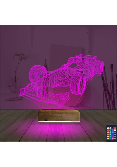 Luvivia Formula Yarış Arabası 3d Lamba - Masa Gece Lambası Şeffaf