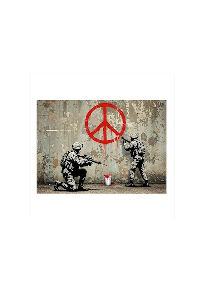 Barış Grafiti Çizimi Modern Ahşap Tablo