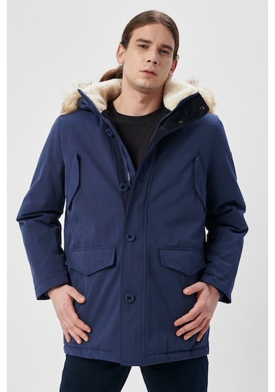 Wrangler Regular Fit Normal Kesim Dik Yaka Lacivert Parka Ceket Lacivert
