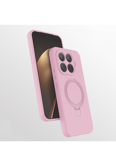 Xiaomi 15t Pro Uyumlu Standlı Magesafe Silikon Kılıf Pembe