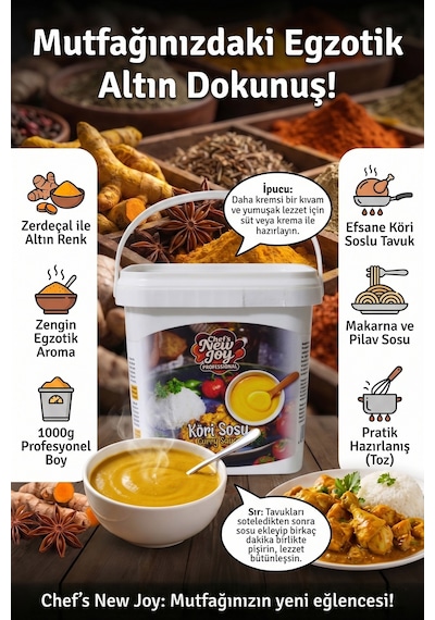 Chefs New Joy Curry Sauce Köri Sosu Köri Tozu 1 KG