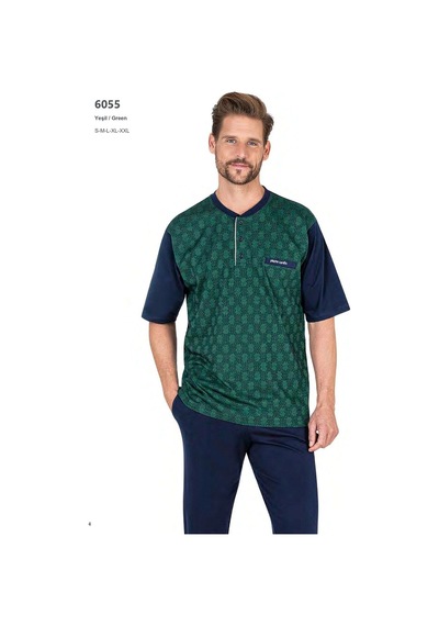 Pierre Cardin 6055 Erkek Lacivert Kısa Kollu 3 Lü Jakarlı Pijama Takımı Lacivert