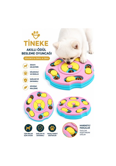Tineke Orbit Köpek Oyuncağı Mama Bulmaca Yavaş Besleyici Köpek Gıda Dağıtıcı Yavaş Yeme Pembe