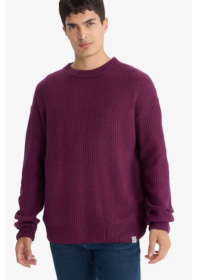 Defacto Oversize Geniş Kalıp Bisiklet Yaka Triko Kazak B9718ax25wnpr326 Mor-pr326