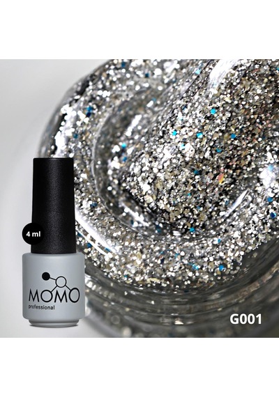 Momo Professional Glitter Kalıcı Oje G001 Yoğun Gümüş Simli 4 Ml