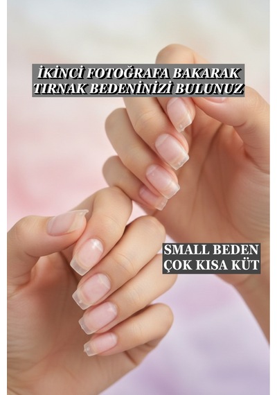 100 Adet Jel Tips Small Beden Çok Kısa Küt Takma Tırnak Seti Small