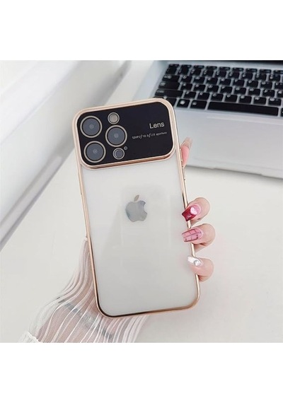 Pointtech Apple Uyumlu iPhone 15 Pro Kamera Lens Korumalı Kenarı Renkli Luxury Şeffaf Telefon Kılıfı