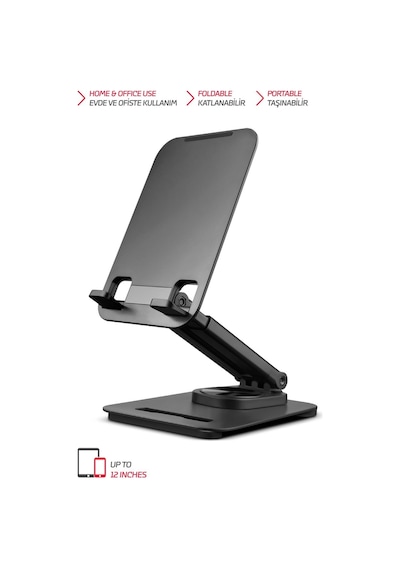Vorcom TMS30 4 Eksenli 360 Derece Dönen Tüm Tablet ve Telefonla Uyumlu Ayaklı Stand