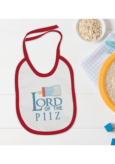 BK Kids Lord Of The Piiz Tasarımlı Kırmızı Bebek Mama Önlüğü-1 Kırmızı