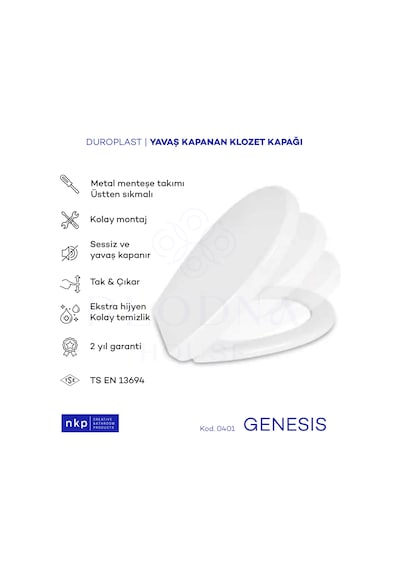 Genesis C Tip Oval Form Duroplast Yavaş Kapanan Klozet Kapağı
