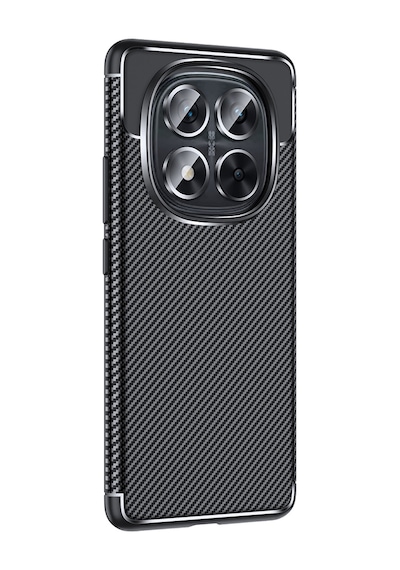 Xiaomi Redmi Note 14 Pro 5g Kılıf Karbon Görünümlü Silikon Kamera Korumalı Üstün Koruma Pazarplus Siyah
