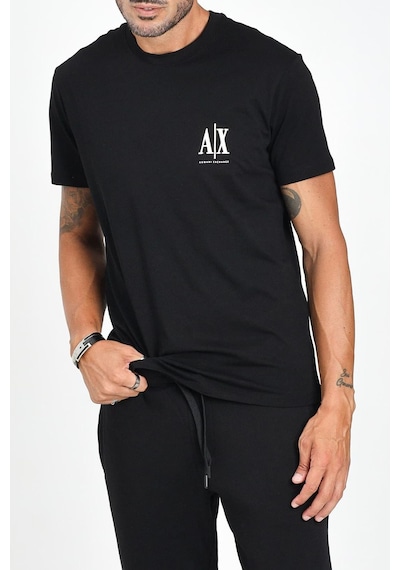 Armani Exchange Erkek Regular Fit Yazı Logolu Pamuklu T-shirt - Siyah Black Beauty