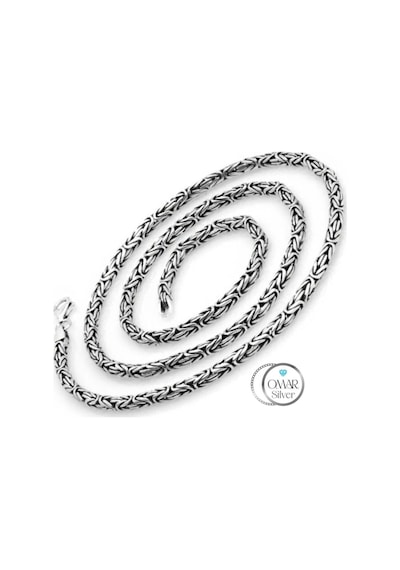 Omar Silver Zincir 925 Ayar 2,5 Mm Gümüş Erkek Oval Kral Kolye