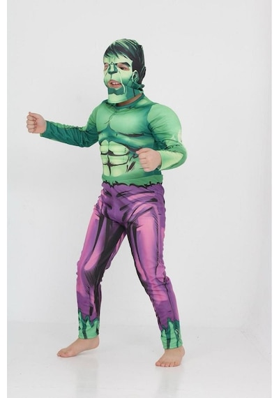 Süper Kahraman Kostüm - Hulk Çocuk Kostüm Kaslı