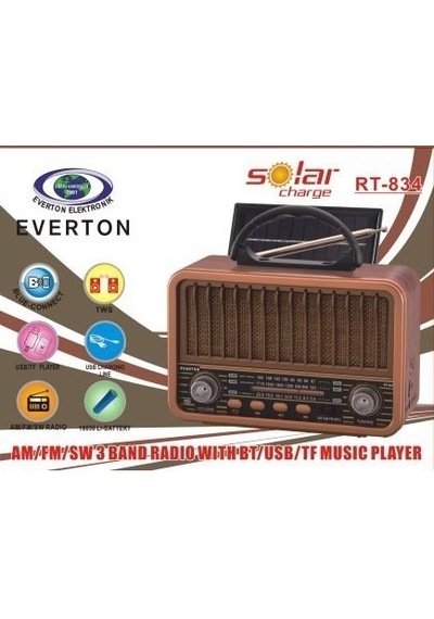 Güneş Enerjili Bluetoothlu Nostaljik Radyo Rt-834 Evimdeyokyok