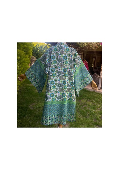 Lila Mare İthal Hint Kumaşlı Handmade Pamuk Özel Tasarım Kimono Renkli Renkli