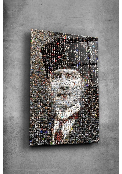 Atatürk Cam Tablo Portre Cam Tablo Duvar Dekoru Atatürk Portresi Kırılmaz Cam Solmaz Baskı 038