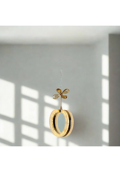 4'lü Alyans Gold 3 Renk Modlu Kristal Taşlı Ledli Avize Altın