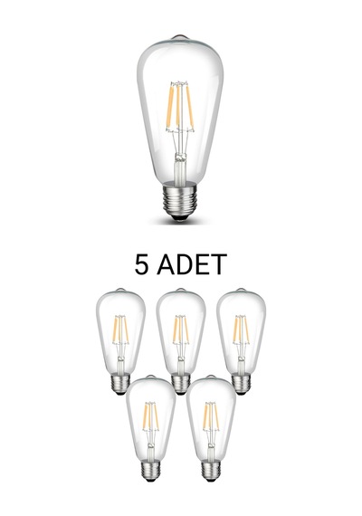 Cata Ct-4353 St64 Rustik Led Ampul 8w Günışığı - 5 Li Paket