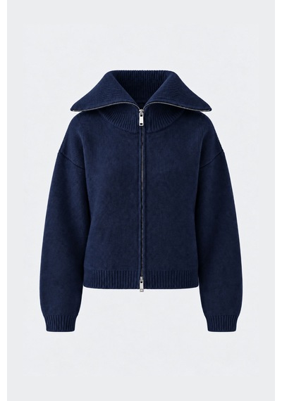 Suud Collection Lacivert Aspen Fermuarlı Triko Hırka