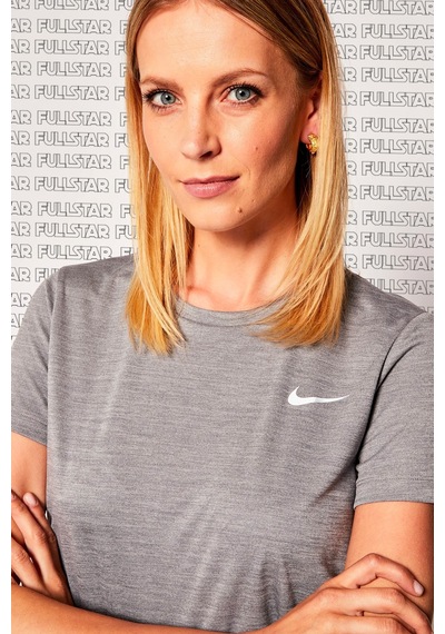 Nike Miler Dri Fit Tee Sırt Hava Panelli Koşu Spor Antrenman Tişörtü Gri