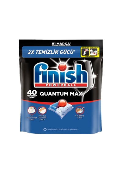 Finish Quantum Max Tablet 40lı Güçlü Leke Çıkarıcı Bulaşık Makinesi Deterjanı 5'li Avantaj Pake Tarı