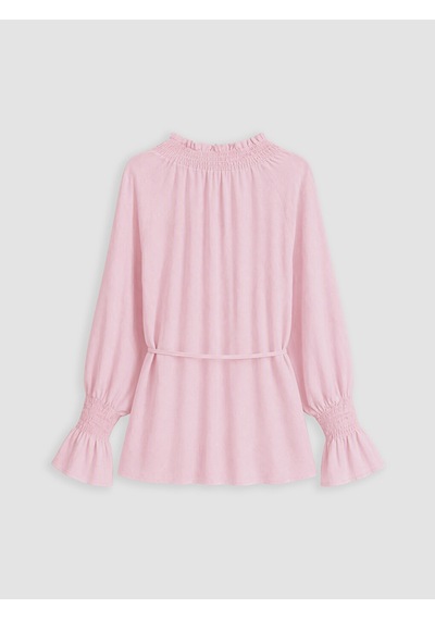 Lcw Modest Pembe Desenli Kuşaklı Kadın Gipeli Tunik