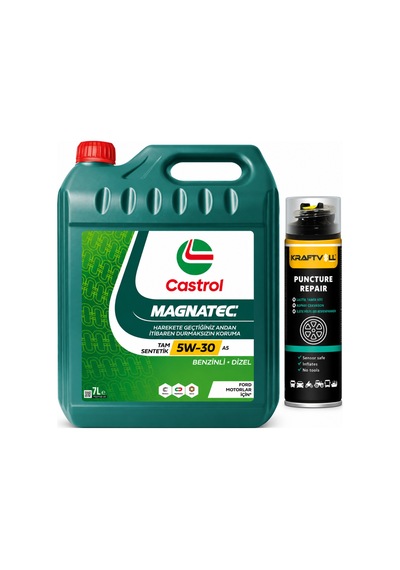 Castrol Motor Yağı Magnatec 5W-30 A5 7 L +  Lastik Tamir Kiti 400 ML