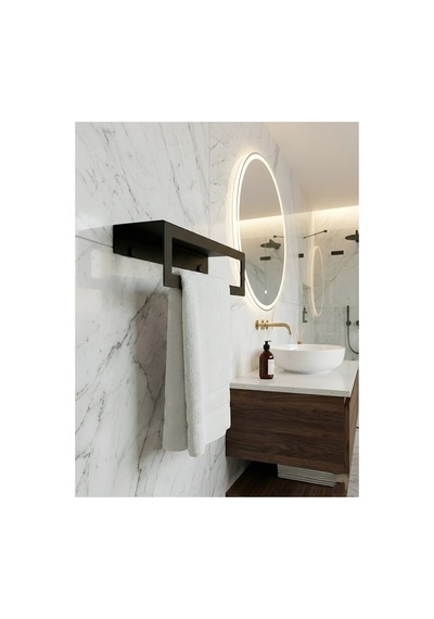 Premium Seri , Modern Raflı Paslanmaz Metal Banyo Havluluğu Ve Banyo Düzenleyicisi Siyah