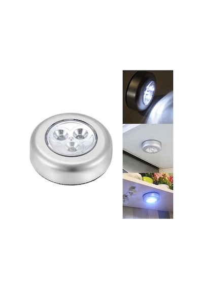 Kablosuz Spot Pilli Dokunmatik Led Lamba 3 Ledli Dolap Lambası 5