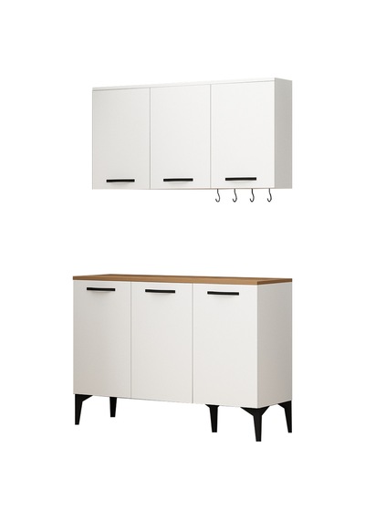 Alder Banyo Dolabı Çekmeceli Çamaşır - Kurutma Makinesi Dolabı Beyaz Beyaz