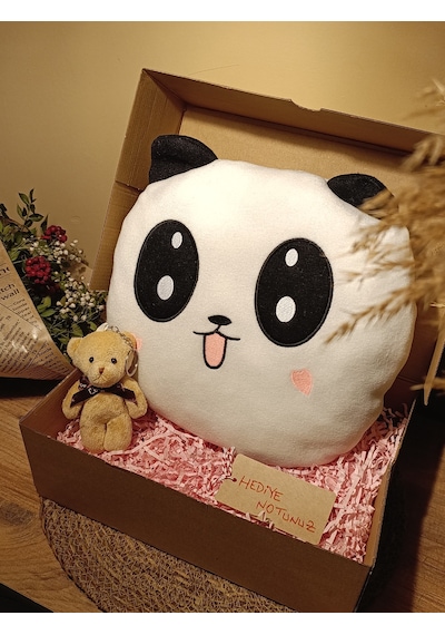 Kutulu Hediye Seti / Panda Yastık 35cm Ve Ayıcık Anahtarlık