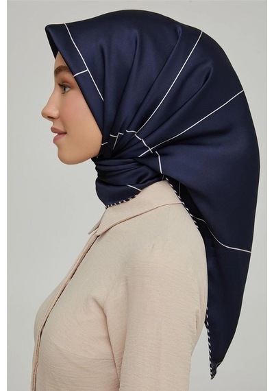 Armine Dj Saf İpek Eşarp 8655d T Nostalji Twill -05 Lacivert