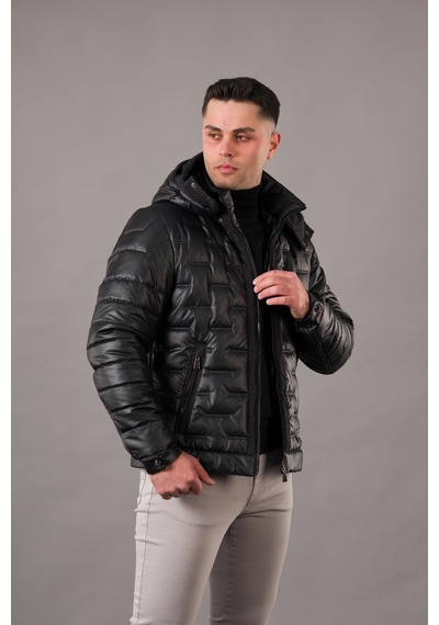 Regular Fit Kapşonlu Astarlı Kapitone Erkek Mont 001
