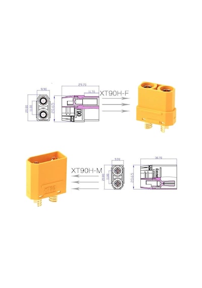 Alkatronik-Xt90 Konnektör Dişi Erkek Soket Çifti Lipo Pil Batarya Bağlantı