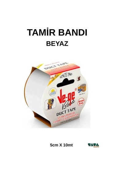 Vege -beyaz- Tamir Yalıtım Bantı , Duct Tape Tamir, Hobi, Ağır Ambalaj - 5cm X 10mt - 680256910