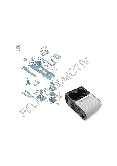 Passat B7 2011-2015 Orta Konsol Sürgülü Bardaklık 3c0858329h Gri