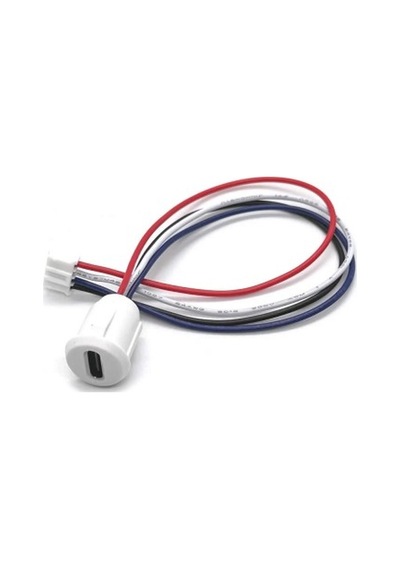 Devremarkt Type C Panel Montaj Dişi Soket 4 Pin 15cm Kablolu Beyaz Uzatma Usb 3.1 Konnektör Araba Kamera Oyunc