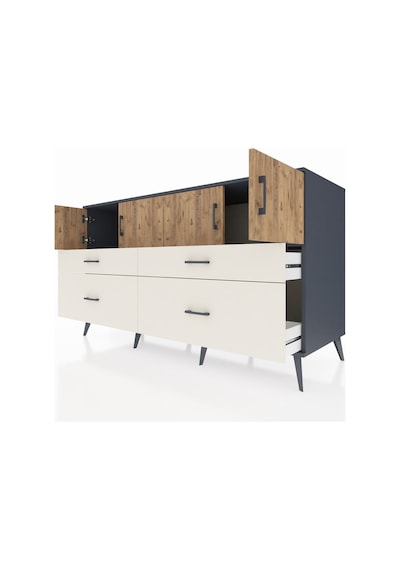 Kronos Konsol 2 Raflı 4 Çekmeceli 4 Kapaklı 176x59x99 Antrasit-ça Antrasit-çam/aytaşı