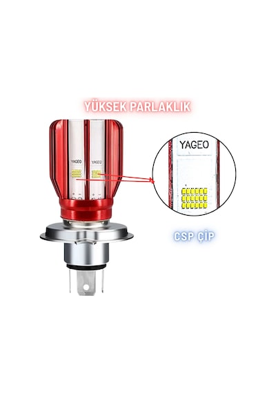 H4 Uzun Kısa Led Far Ampul Motosiklet Otomobil Led Işık 12-24v 6000k Beyaz Yüksek Performans 1800lm