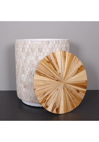 Solid Wood Sehpa & Gizli Saklama 50x60 Cm Beyaz
