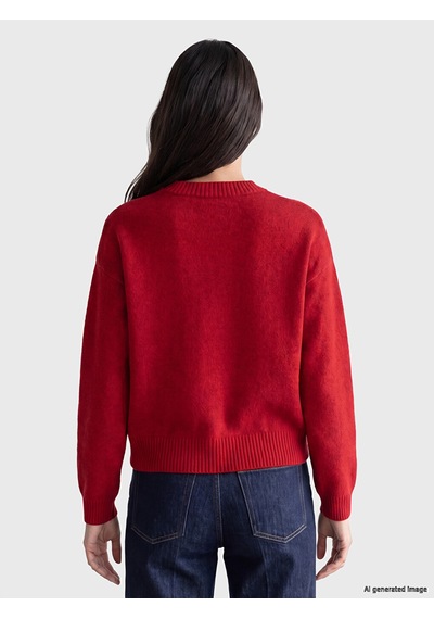 Lcw Everyday Kırmızı Taşlı Oversize Kadın Triko Kazak