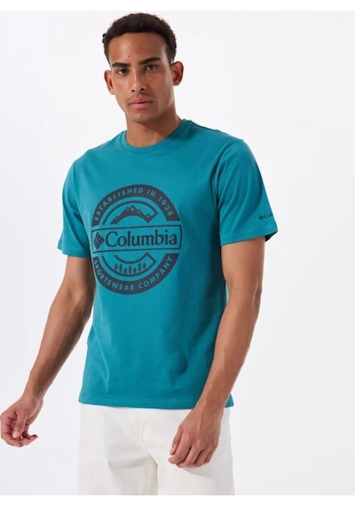 Columbia Csc Button Badge Erkek Kısa Kollu Tişört Cs0387 Yeşil