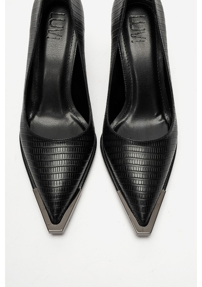 Luvi Shoes Carlotta Siyah Çizgili Kadın Topuklu Ayakkabı